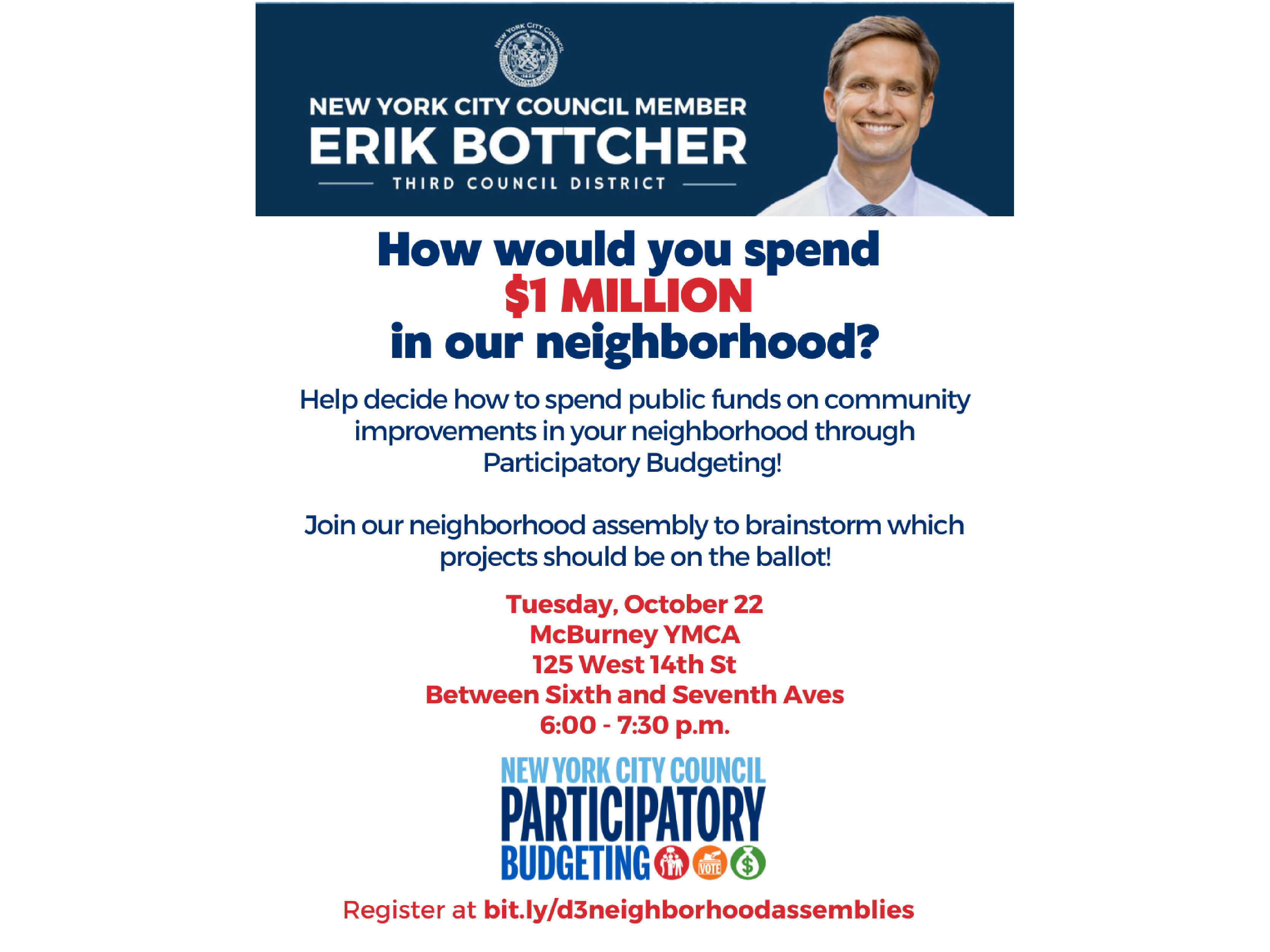 NYC Council Member Erik Bottcher's Participatory Budgeting Neighborhood Assemblies