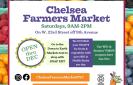 CHELSEA 2024 DOWN TO EARTH FARMERS MARKET NOW OPEN, APRIL 20TH THROUGH 12/21 Market open Saturdays, 9:00AM - 2:00PM Sidewalk on North side of 23rd St., off 9th Avenue, New York, NY
