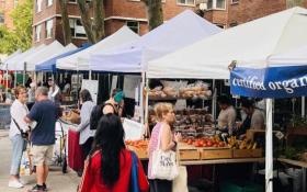 Farmers Market Stalls with customers